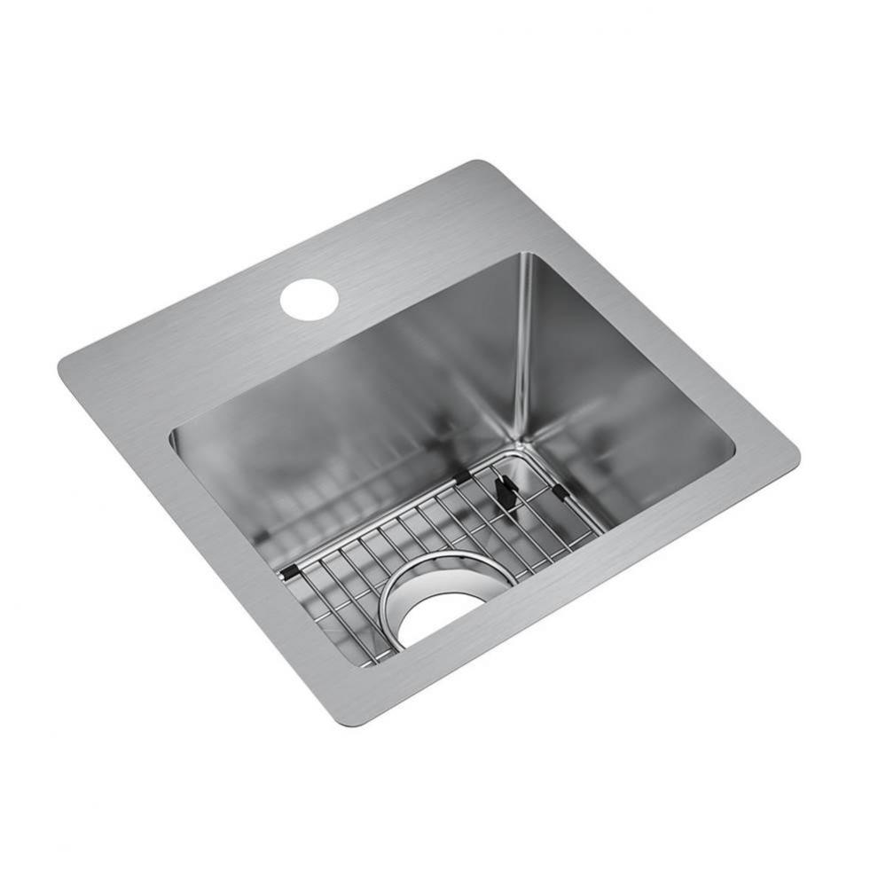 18 Gauge Stainless Steel 15'' x 15'' x 9'' Single Bowl Dual Mount Ba