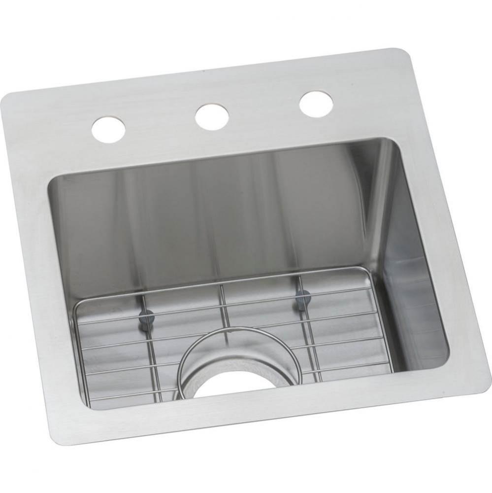 18 Gauge Stainless Steel 15'' x 15'' x 9'' Single Bowl Dual Mount Ba