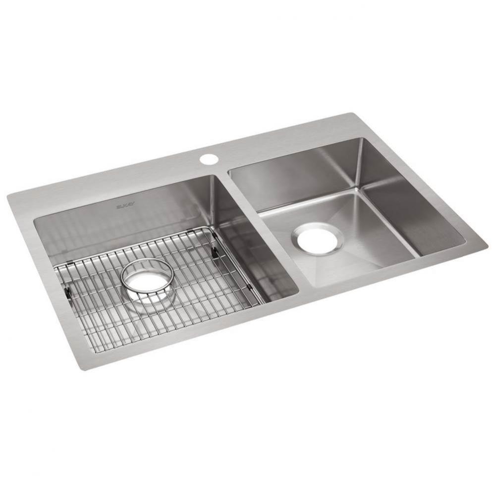 Crosstown 18 Gauge Stainless Steel 33'' x 22'' x 9'', 1-Hole 60/40 D