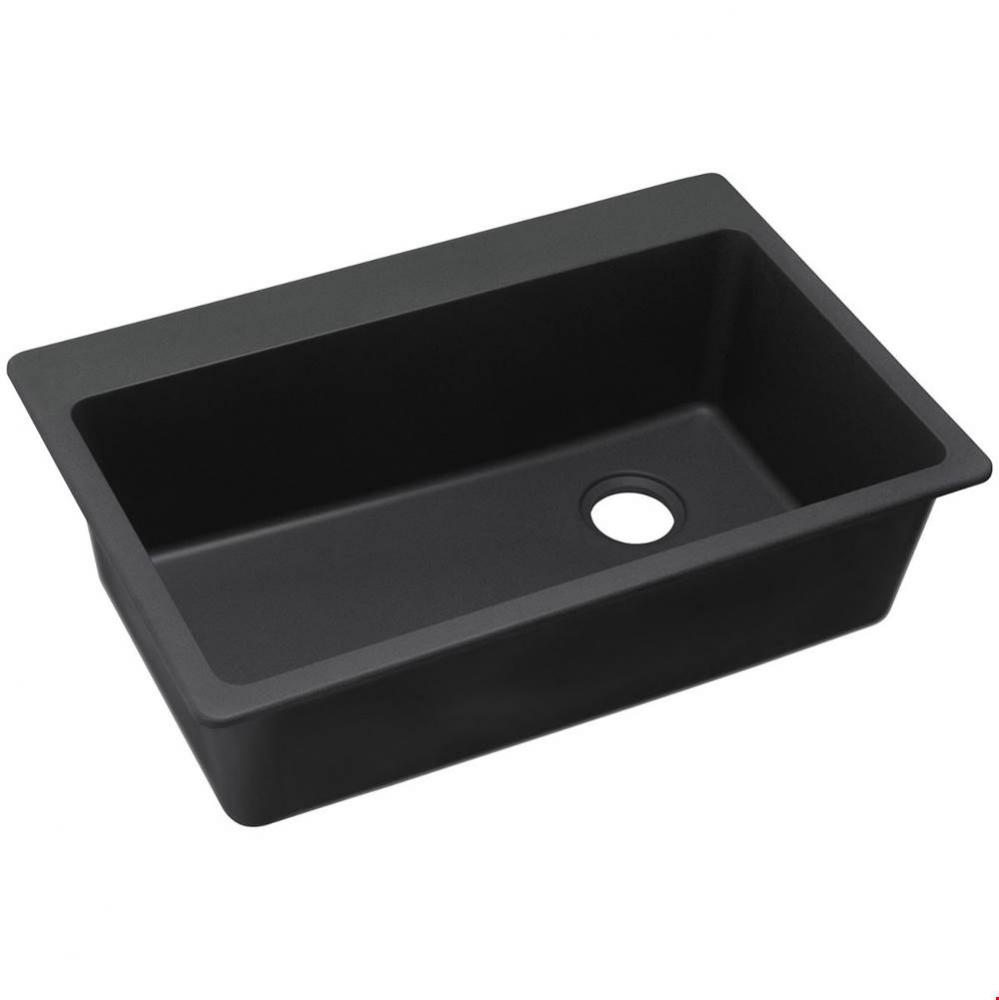 Quartz Classic 33'' x 22'' x 9-1/2'', Single Bowl Drop-in Sink, Blac