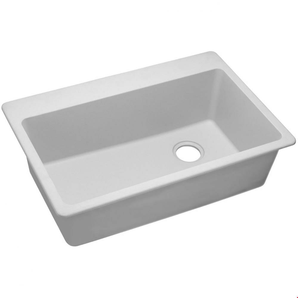 Quartz Classic 33'' x 22'' x 9-1/2'', Single Bowl Drop-in Sink, Whit