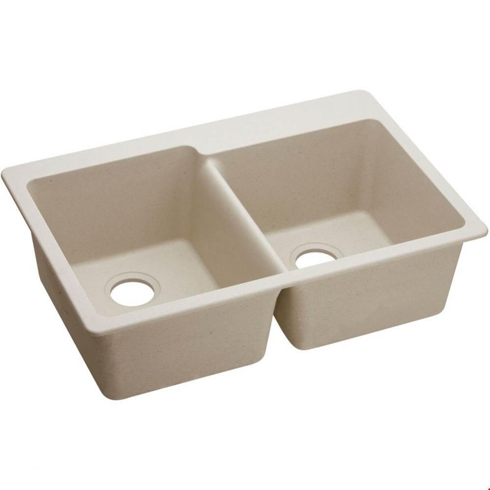 Quartz Classic 33'' x 22'' x 9-1/2'', Offset Double Bowl Drop-in Sin