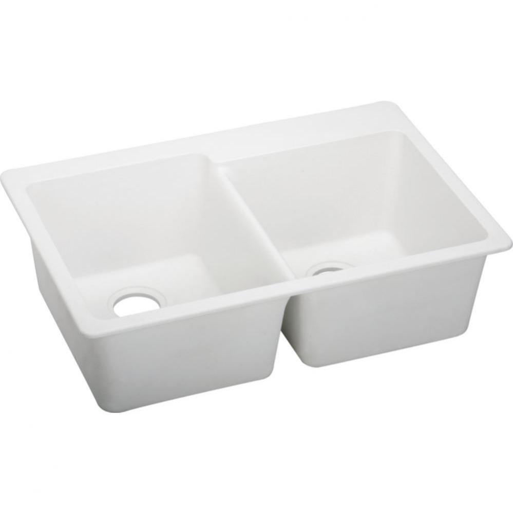 Quartz Classic 33'' x 22'' x 9-1/2'', Offset Double Bowl Drop-in Sin