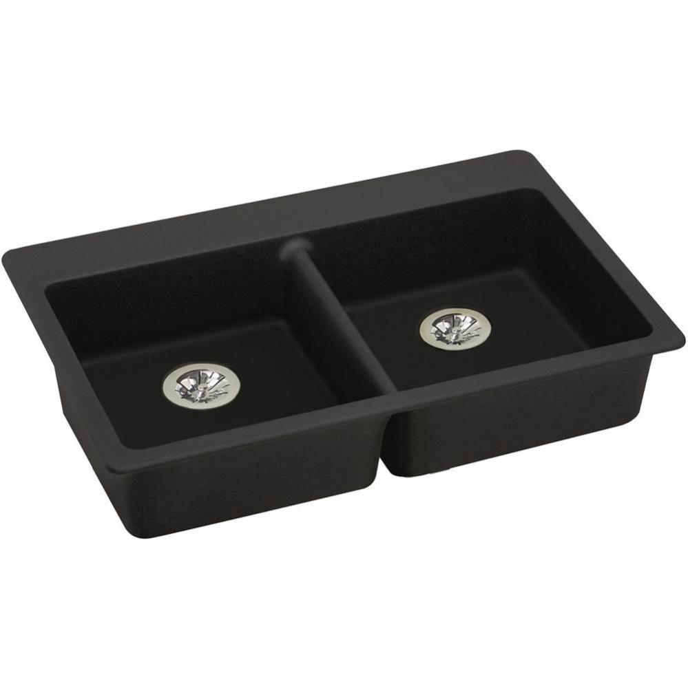 Quartz Classic 33'' x 22'' x 5-1/2'', Double Bowl Drop-in ADA Sink w