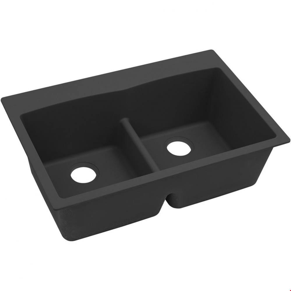 Quartz Classic 33'' x 22'' x 10'', Equal Double Bowl Drop-in Sink wi