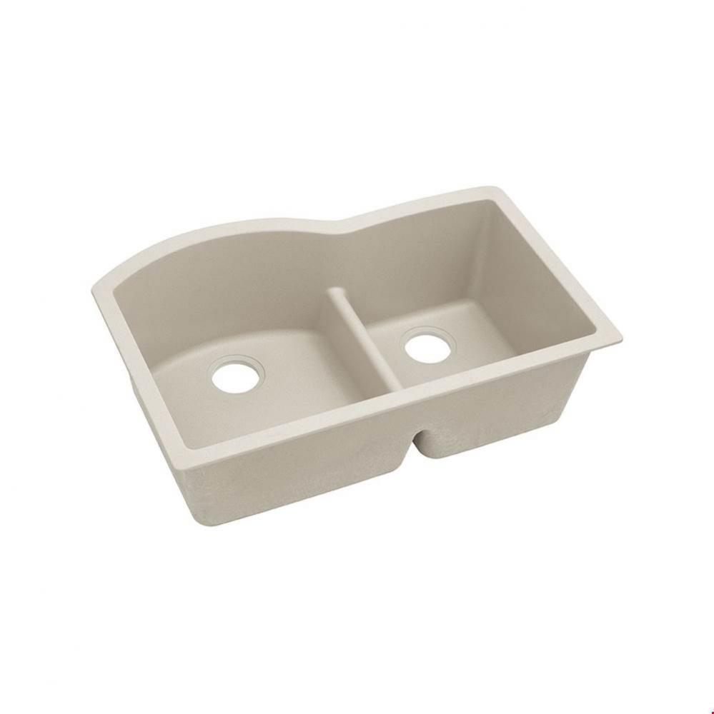 Quartz Classic 33'' x 22'' x 10'', Offset 60/40 Double Bowl Undermou