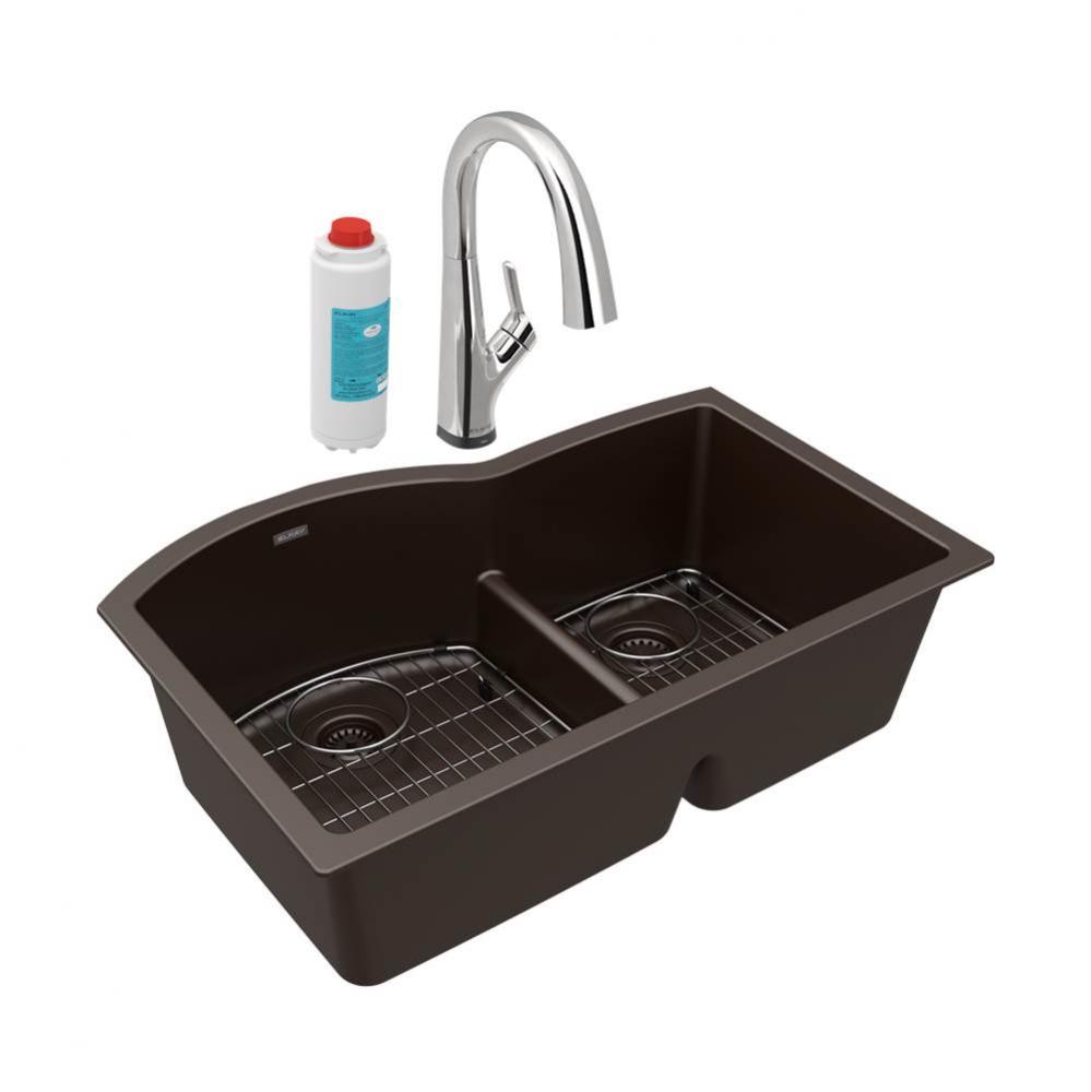 Quartz Classic 33'' x 22'' x 10'', Offset 60/40 Double Bowl Undermou