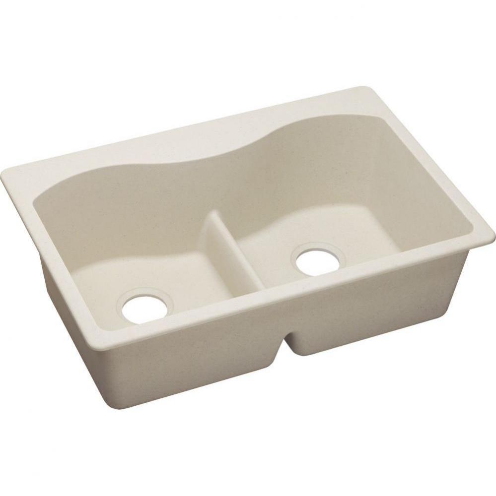 Quartz Classic 33'' x 22'' x 9-1/2'', Equal Double Bowl Drop-in Sink