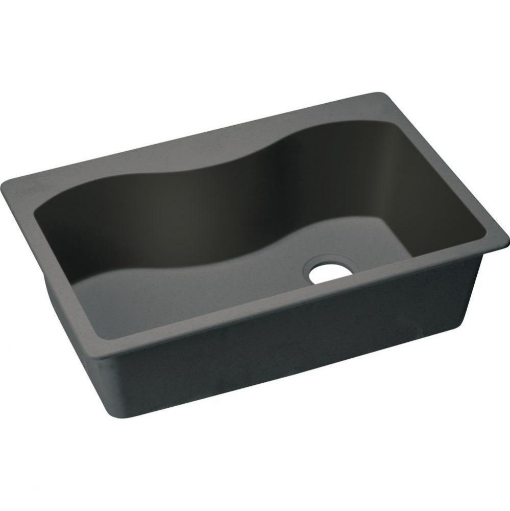 Quartz Classic 33'' x 22'' x 9-1/2'', Single Bowl Drop-in Sink, Blac