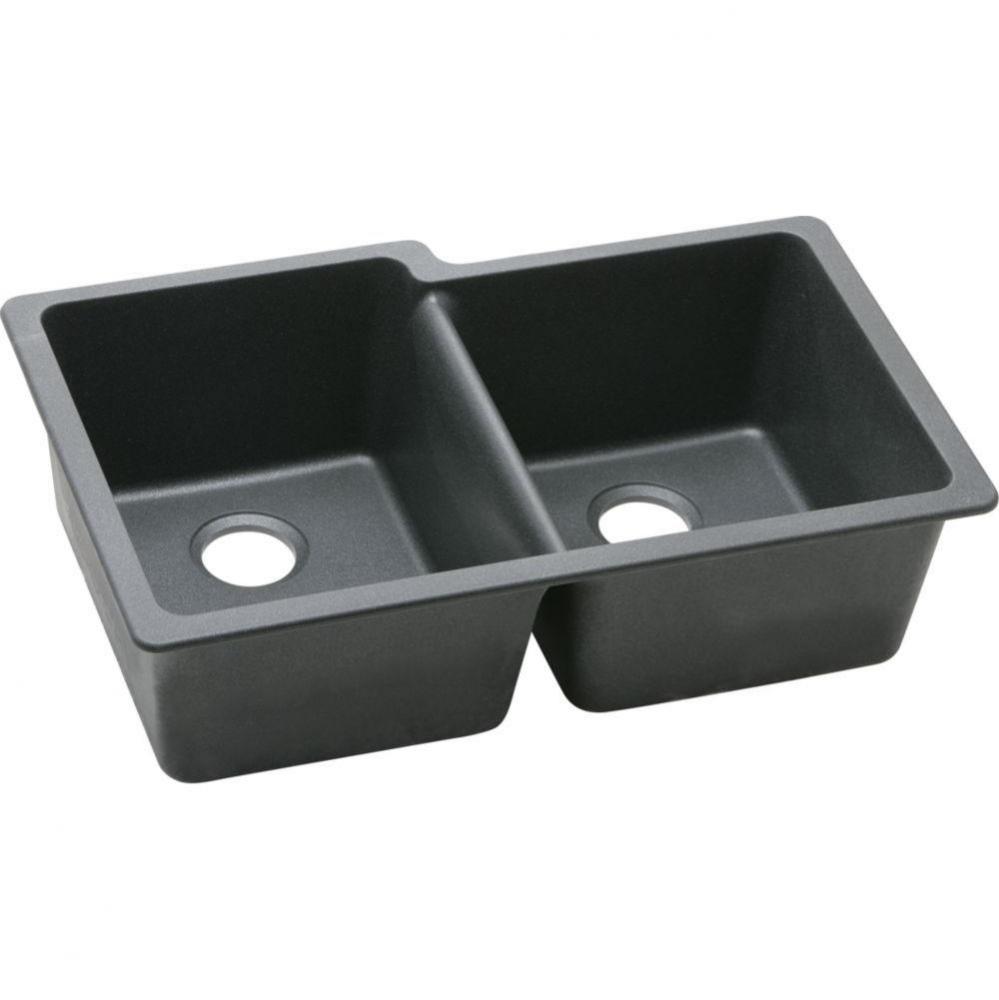 Quartz Classic 33'' x 20-1/2'' x 9-1/2'', Offset Double Bowl Undermo