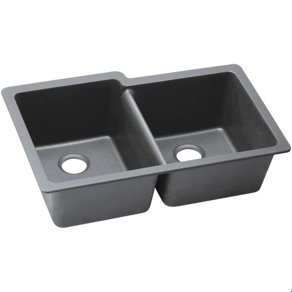 Quartz Classic 33'' x 20-1/2'' x 9-1/2'', Offset Double Bowl Undermo