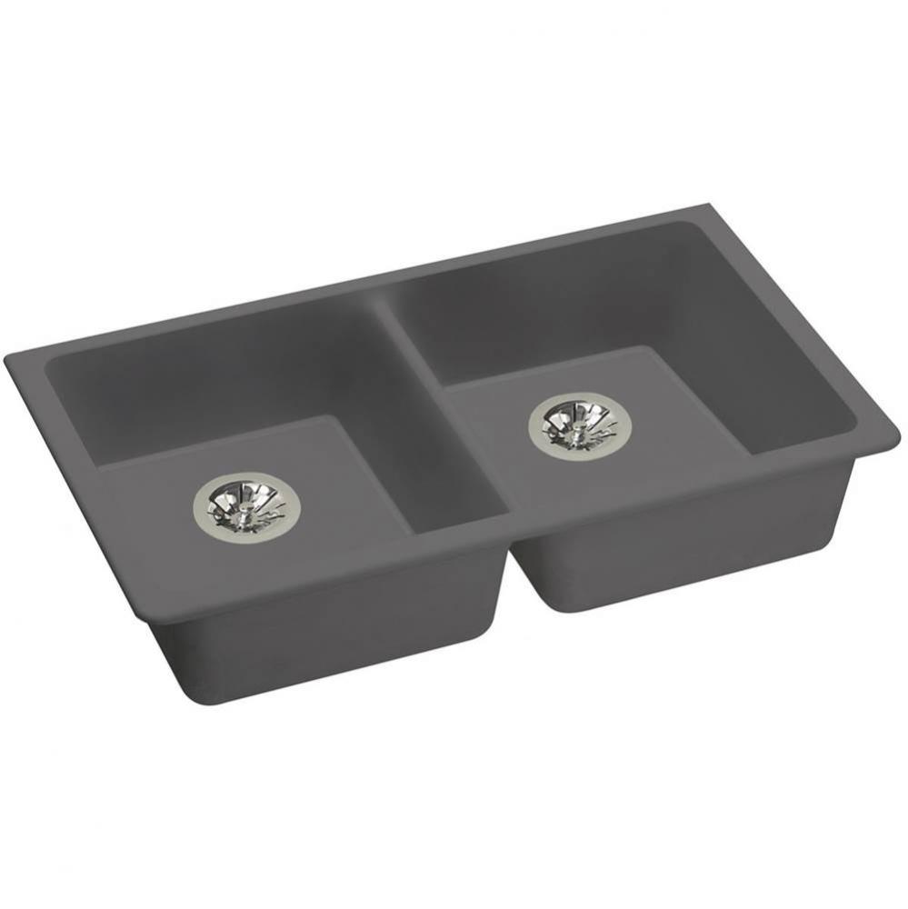 Quartz Classic 33'' x 18-1/2'' x 5-1/2'', Double Bowl Undermount ADA