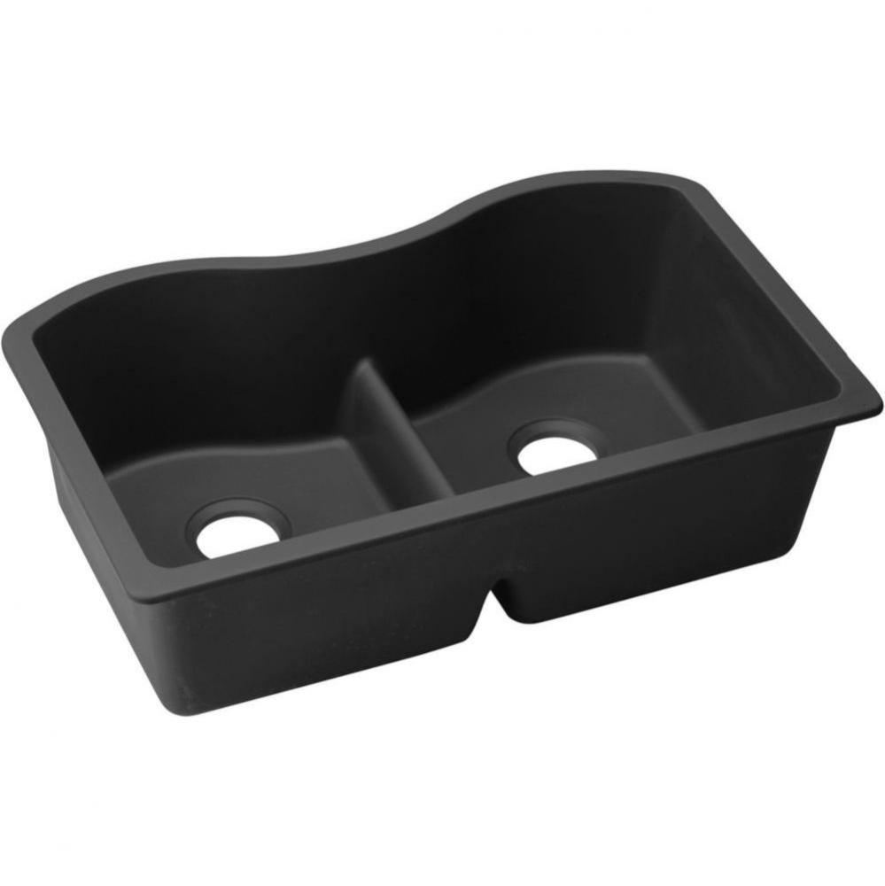 Quartz Classic 33'' x 20'' x 9-1/2'', Equal Double Bowl Undermount S