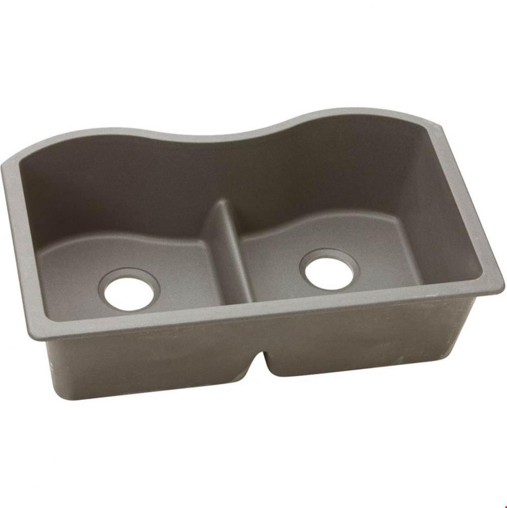 Quartz Classic 33'' x 20'' x 9-1/2'', Equal Double Bowl Undermount S