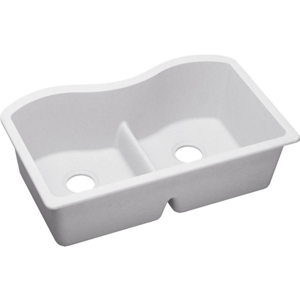 Quartz Classic 33'' x 20'' x 9-1/2'', Equal Double Bowl Undermount S