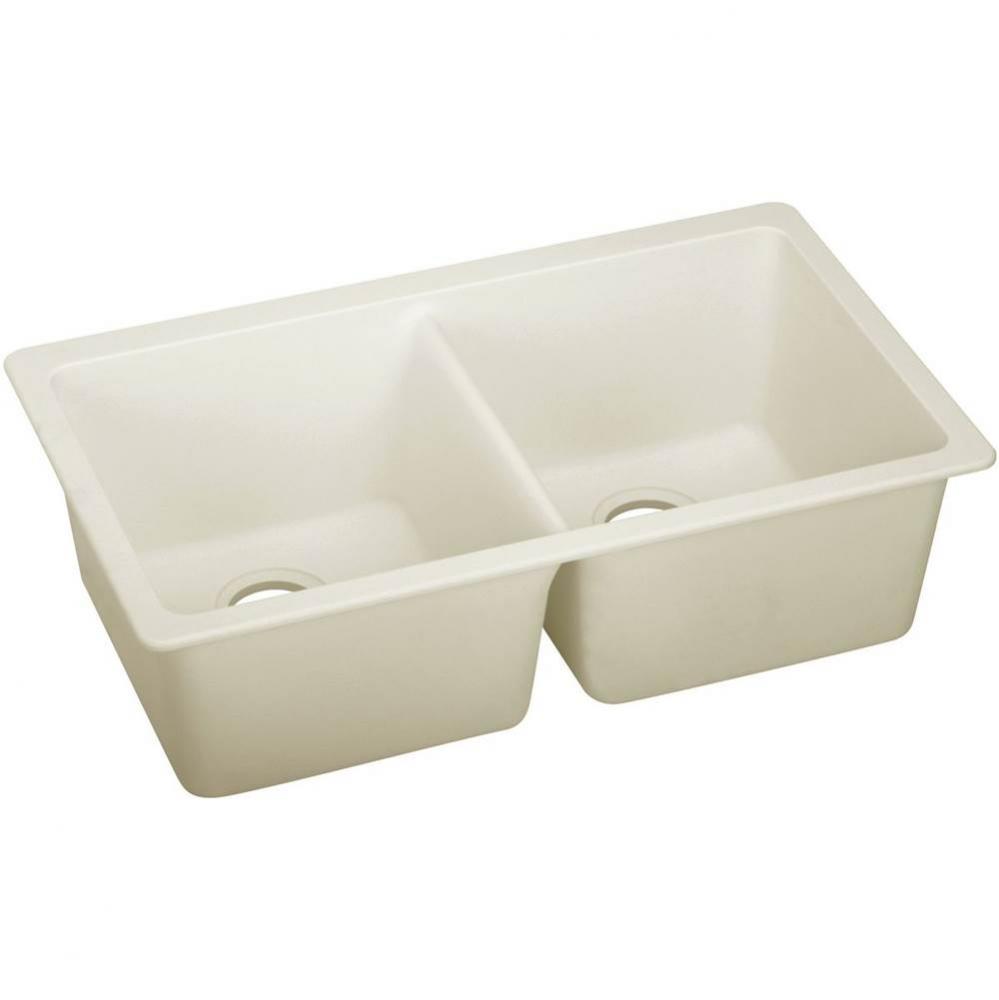 Elkay Quartz Luxe 33'' x 18-1/2'' x 9-1/2'', Equal Double Bowl Under