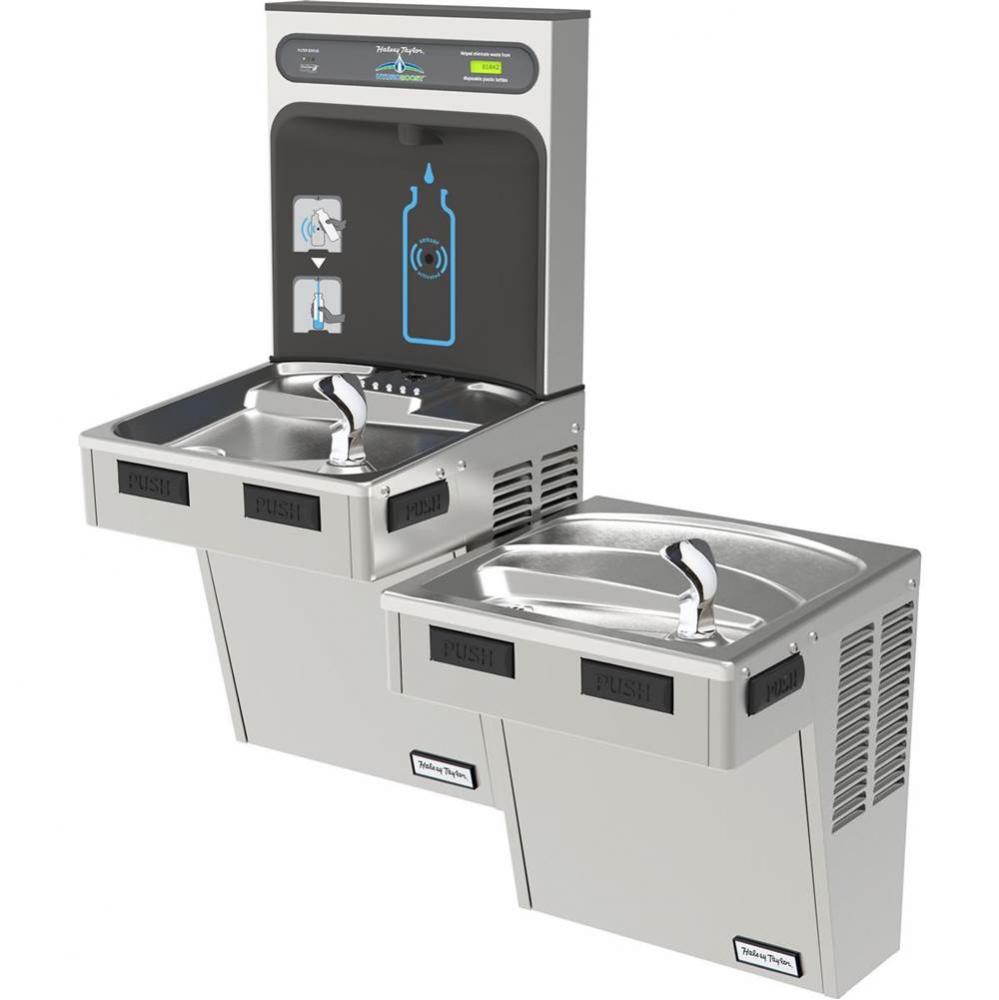 Halsey Taylor HydroBoost Bottle Filling Station, & Bi-Level ADA Cooler, Filtered 8 GPH Stainle