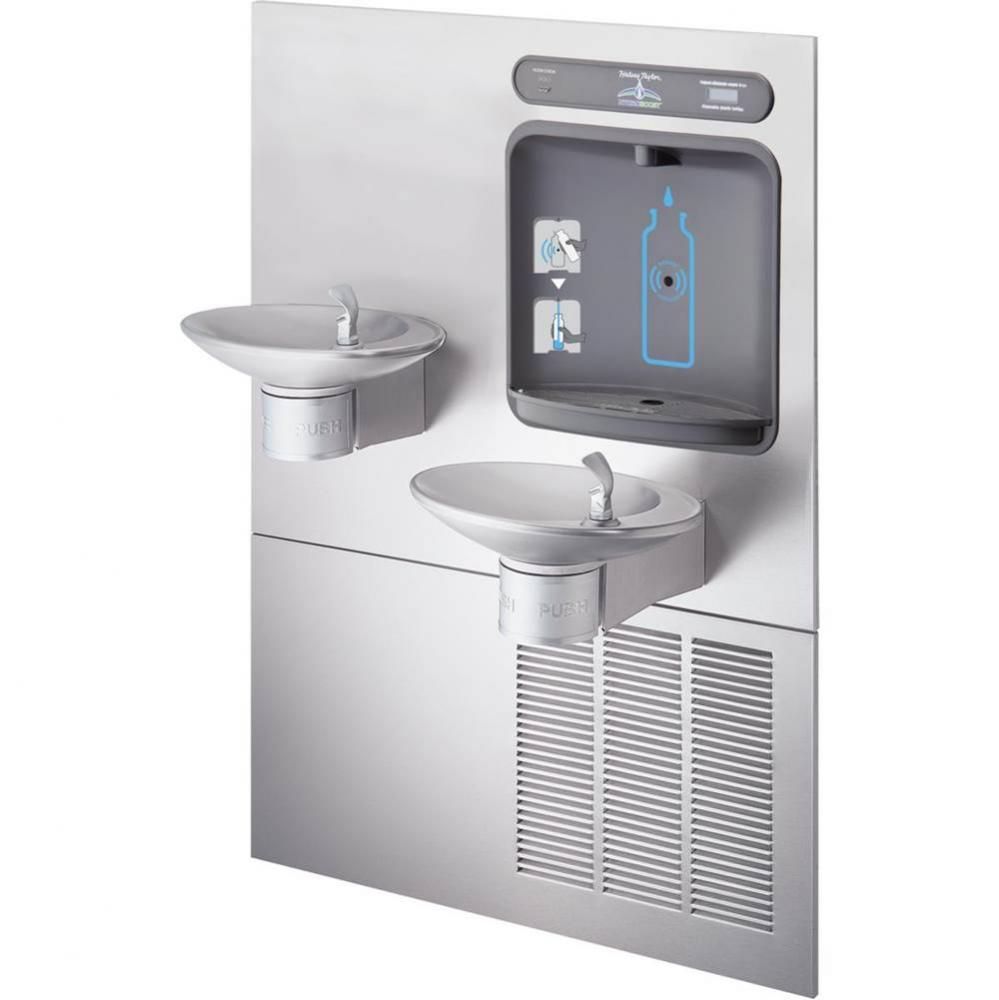 Halsey Taylor HydroBoost Bottle Filling Station, & Integral OVL-II Fountain, Filtered 8 GPH St