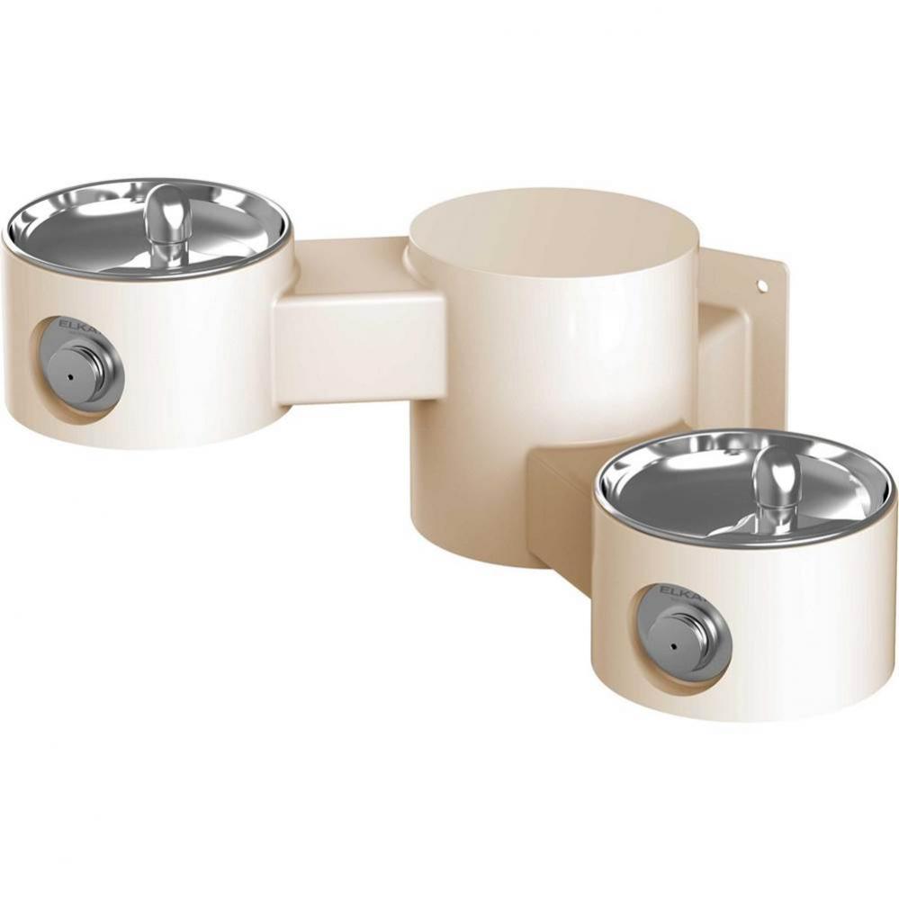 Outdoor Drinking Fountain Wall Mount, Bi-Level, Non-Filtered Non-Refrigerated, Beige