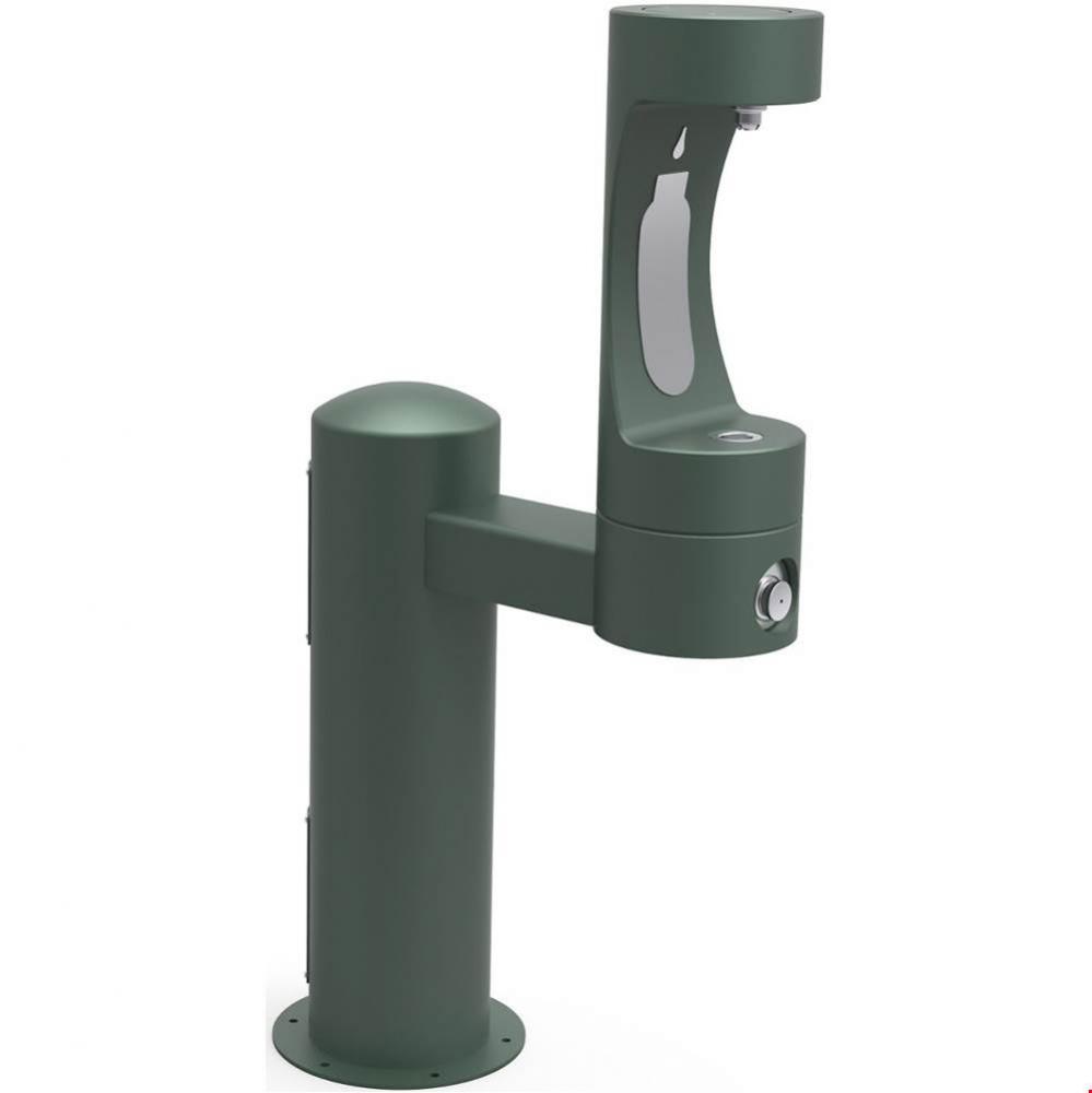 Outdoor ezH2O Bottle Filling Station Single Pedestal, Non-Filtered Non-Refrigerated Evergreen