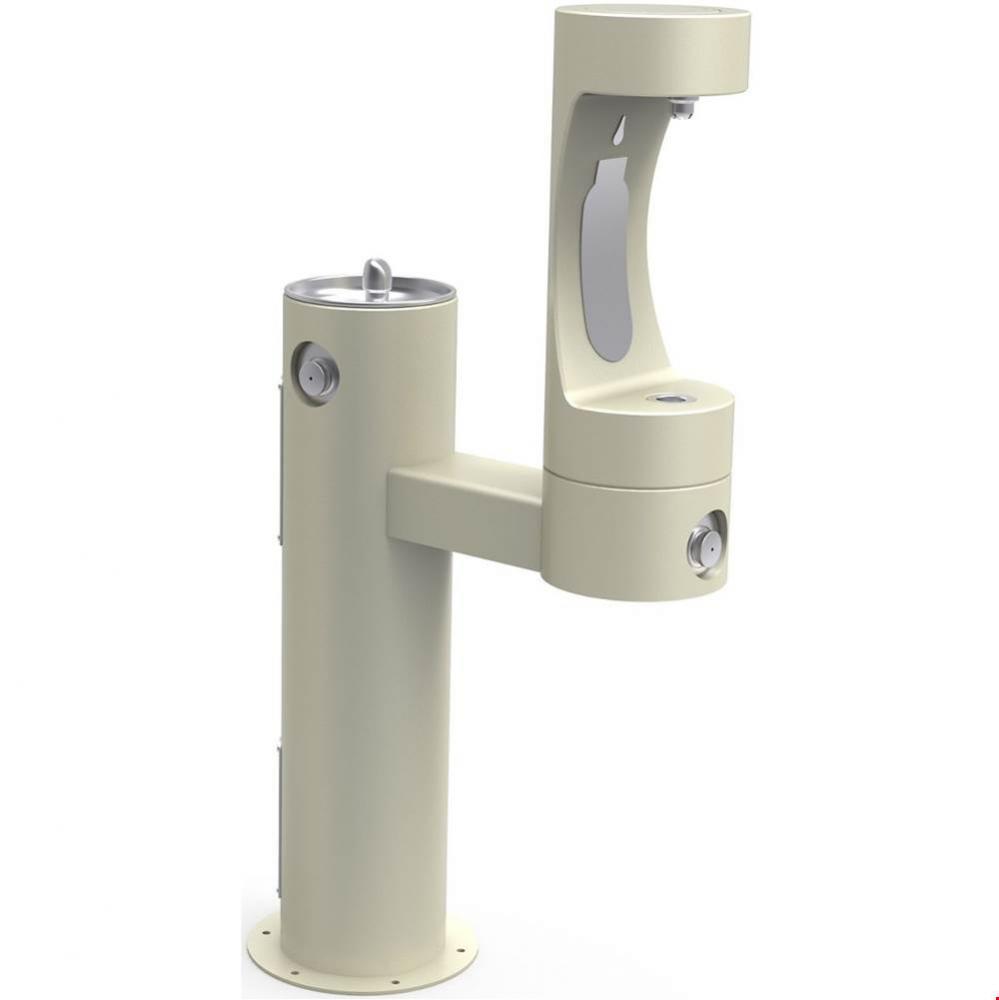 Outdoor ezH2O Lower Bottle Filling Station Bi-Level Pedestal, Non-Filtered Non-Refrigerated Beige