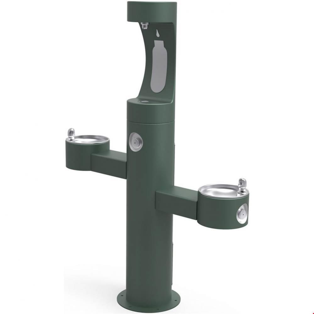 Outdoor ezH2O Upper Bottle Filling Station Tri-Level Pedestal, Non-Filtered Non-Refrigerated Everg