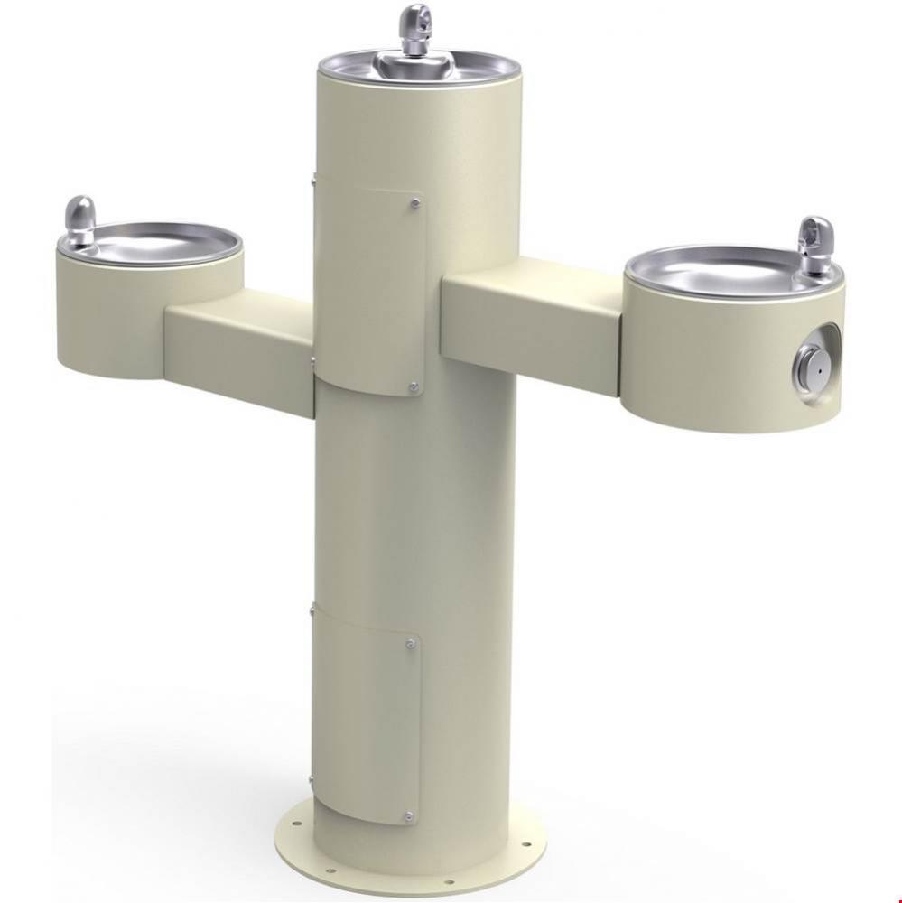 Outdoor Fountain Tri-Level Pedestal Non-Filtered, Non-Refrigerated Beige