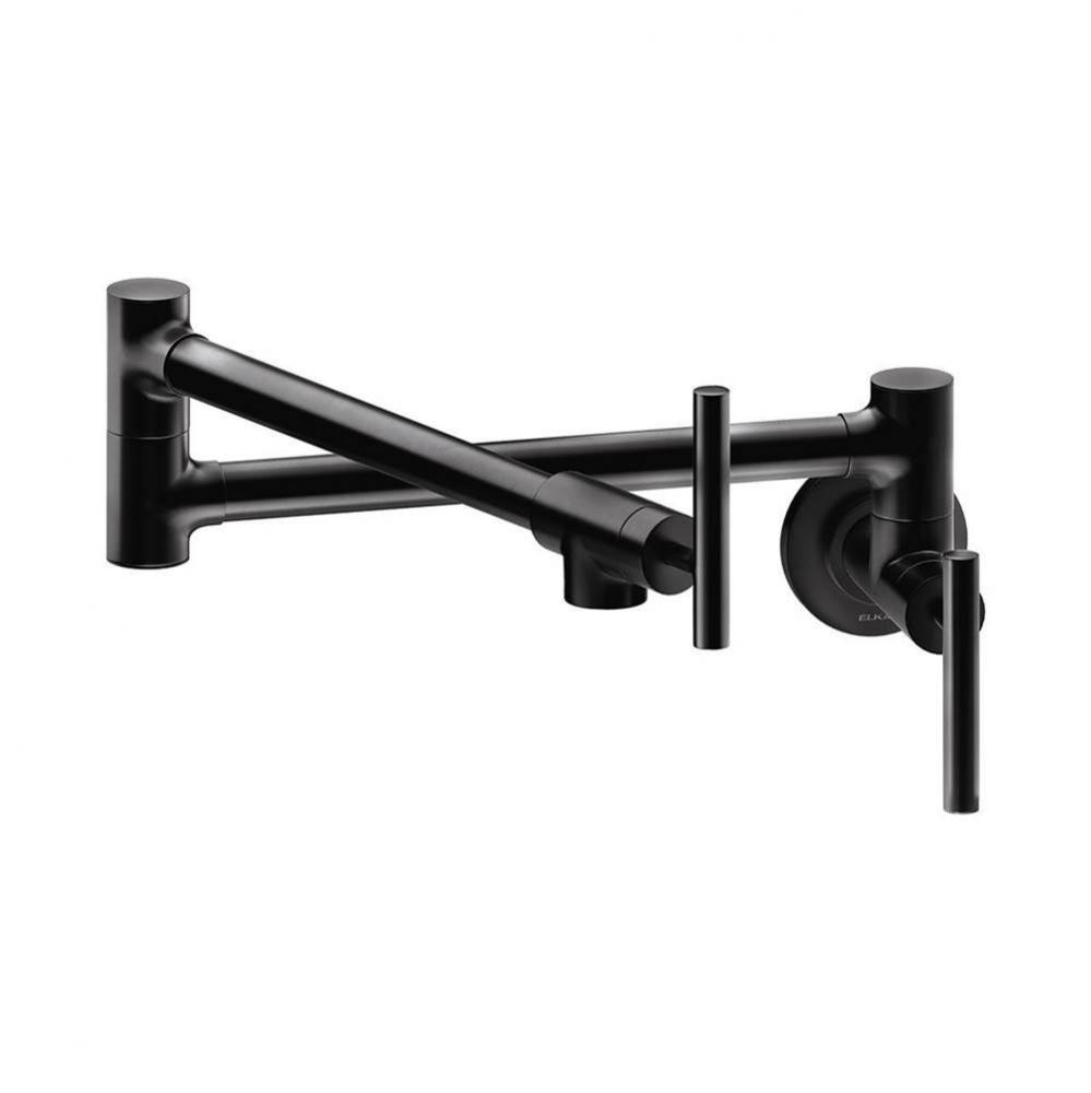 Avado Wall Mount Single Hole Pot Filler Kitchen Faucet with Lever Handles, Matte Black