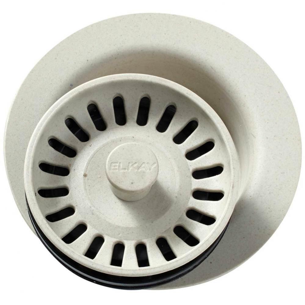 Polymer 3-1/2'' Disposer Flange with Removable Basket Strainer and Rubber Stopper Bisque