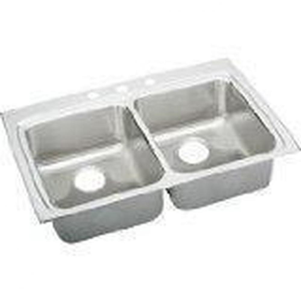 18 Gauge 33'' X 22'' X 6.5'' Double Bowl Kitchen Sink