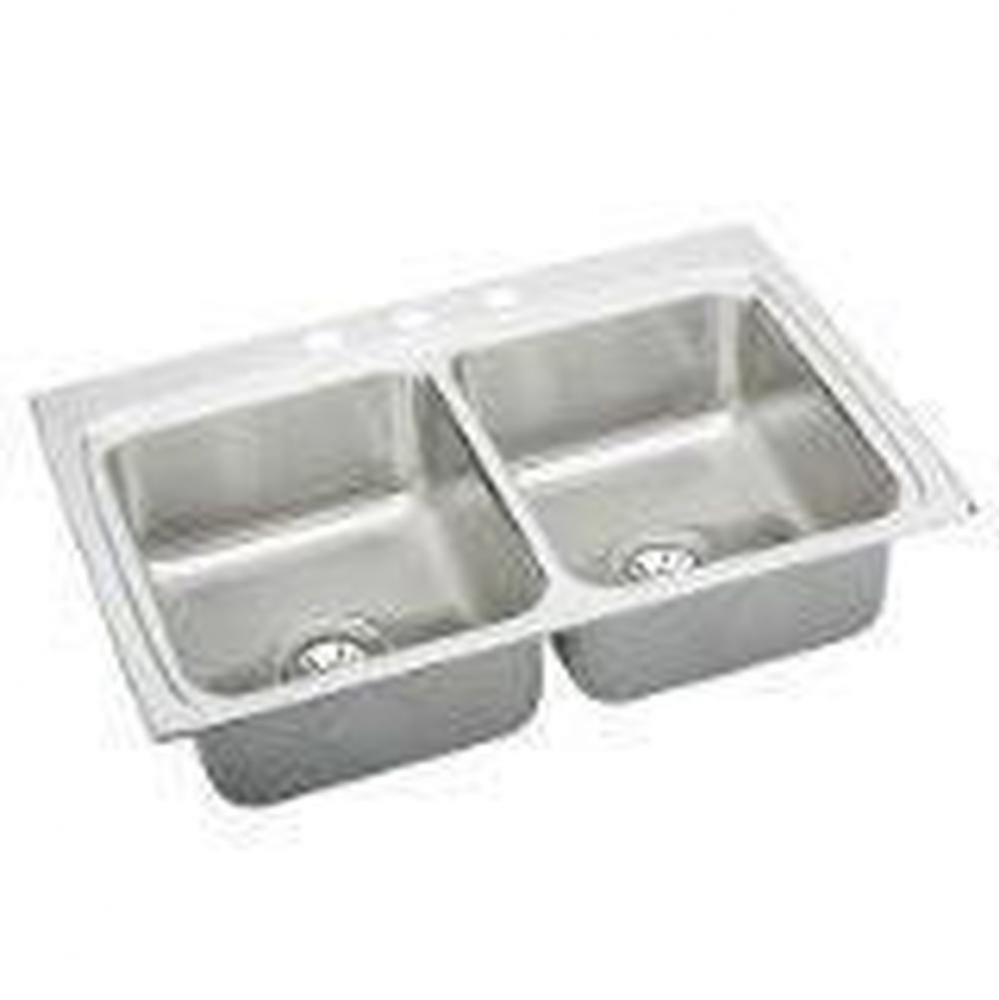 18 Gauge 33'' X 22'' X 8.1'' Double Bowl Kitchen Sink