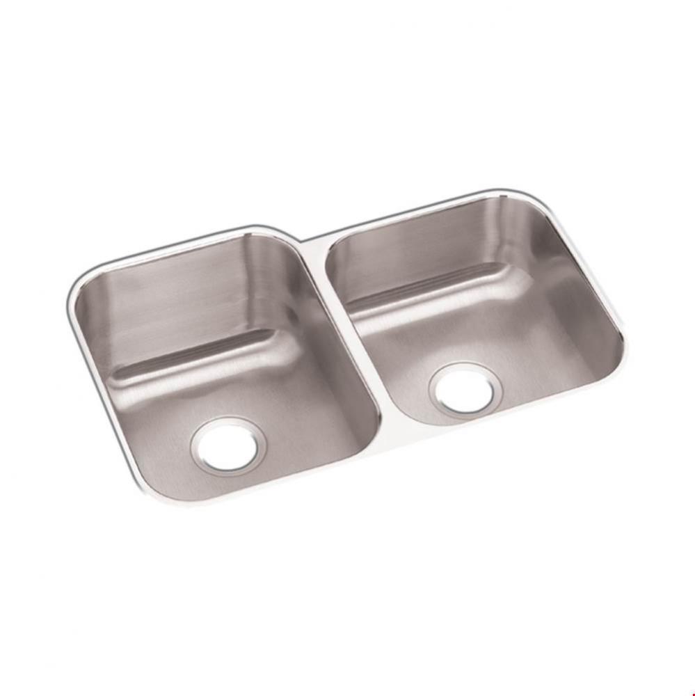 Dayton Stainless Steel 31-3/4'' x 20-1/2'' x 10'', 60/40 Double Bowl