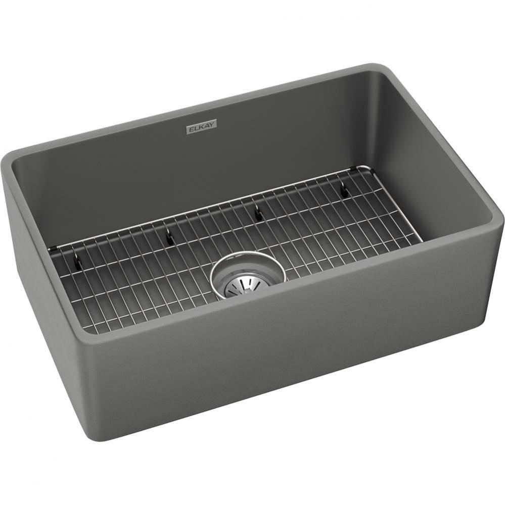 Fireclay 30'' x 19-15/16'' x 9-1/8'', Single Bowl Farmhouse Sink Kit