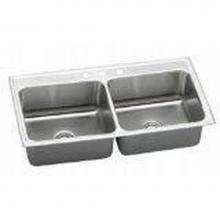 Elkay DLR432210X - 18 Gauge 43'' X 22'' X 10.125'' Double Bowl Kitchen Sink