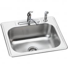 Elkay DSE125224DF - Dayton Stainless Steel 25'' x 22'' x 8-1/16'', 4-Hole Single Bowl Dr