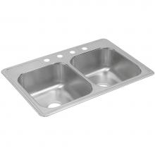 Elkay DXR33220 - Dayton Stainless Steel 33'' x 22'' x 8-3/16'', Equal Double Bowl Dro