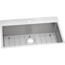 Elkay ECTSRS33229TBG1 - Crosstown 18 Gauge Stainless Steel 33'' x 22'' x 9'', 1-Hole Single