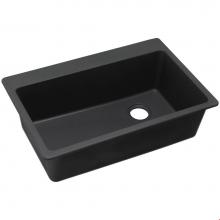 Elkay ELG13322BK0 - Quartz Classic 33'' x 22'' x 9-1/2'', Single Bowl Drop-in Sink, Blac