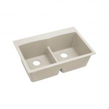 Elkay ELGDLB3322BQ0 - Quartz Classic 33'' x 22'' x 10'', Equal Double Bowl Drop-in Sink wi