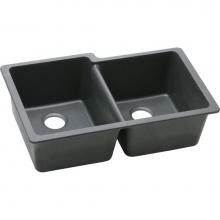 Elkay ELGU250RBK0 - Quartz Classic 33'' x 20-1/2'' x 9-1/2'', Offset Double Bowl Undermo