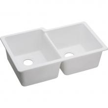 Elkay ELGU250RWH0 - Quartz Classic 33'' x 20-1/2'' x 9-1/2'', Offset Double Bowl Undermo