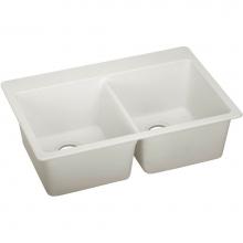 Elkay ELX3322RT0 - Elkay Quartz Luxe 33'' x 22'' x 9-1/2'', Equal Double Bowl Drop-in S