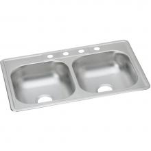 Elkay K23322MR2 - Dayton Stainless Steel 33'' x 22'' x 6-1/16'', MR2-Hole Equal Double