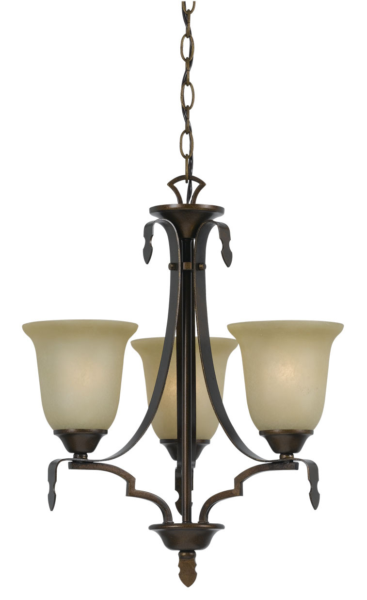 21" Inch Six Light Chandelier in Gold Bronze