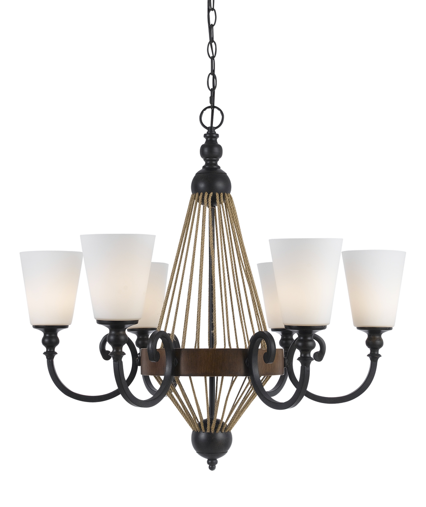 30.75" Inch Tall Metal Chandelier in Metal Wood Finish