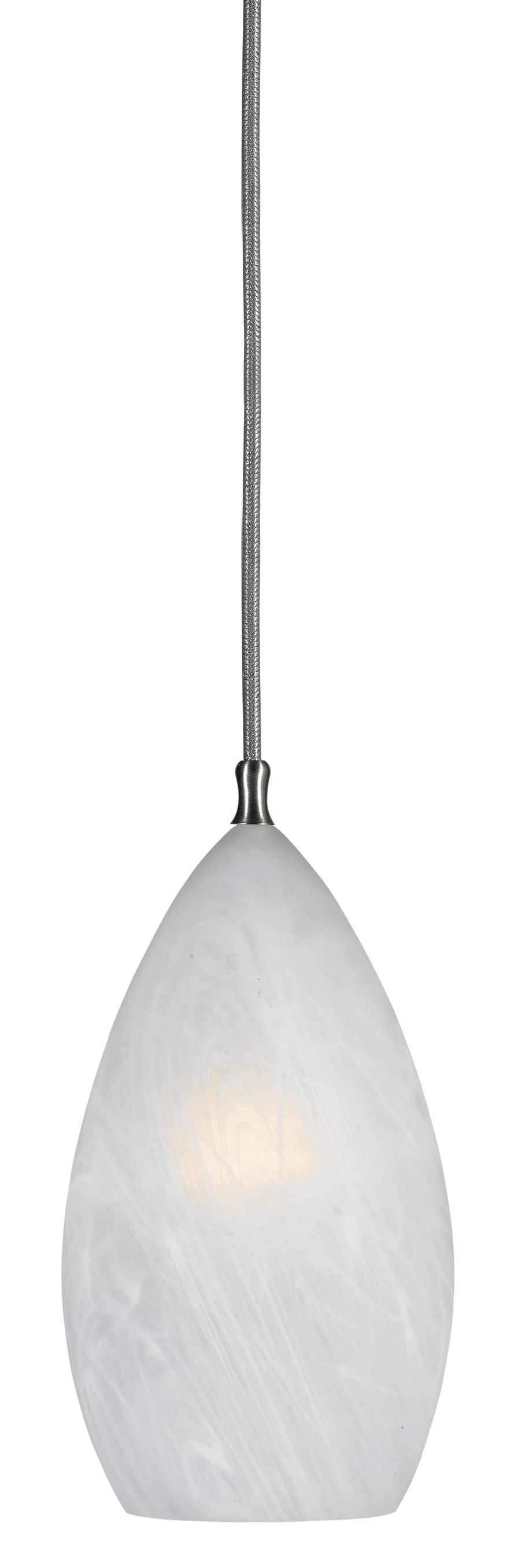 8" Tall Glass and Metal Pendant with Brushed Steel Cord