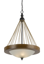 CAL Lighting FX-3563/1P - 32" Inch Tall Metal Pendant in Metal Wood Finish