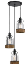 CAL Lighting FX-3584-3 - 18" Inch Tall Glass Pendant in Dark Bronze Wood Finish