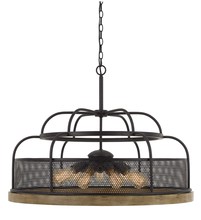 CAL Lighting FX-3706-9 - 34" Height Pine Wood and Metal Fixture in Iron and Light Oak Finish