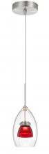 CAL Lighting UP-128-CL-REDCL - Integrated Dimmable LED Glass Mini Pendant Light. 6W, 450 Lumen, 3000k